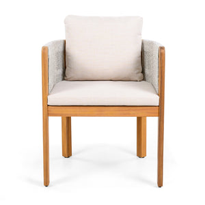 English Elm Acacia Wood Outdoor Dining Chair Set with Rope Arms and Waterproof Cushions N779P279983W