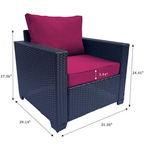 English Elm Outdoor Garden Patio Furniture Set - 7-Piece Cushioned Rattan Sofa & Coffee Table For Relaxation W213S00047-GIGA