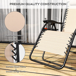 English Elm Zero Gravity Reclining Lounge Chair Breathable Mesh Portable Folding Patio Beach Seat Khaki W3979P392944