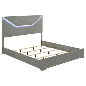 English Elm Pierce Eastern King Platform Bed with Led Headboard and Italian Gloss Finish B062S01804