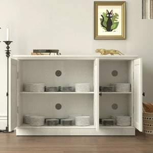 English Elm 45" Mirrored Acrylic Door Sideboard Mdf Buffet Cabinet with Adjustable Shelves White Oak W2899P372749