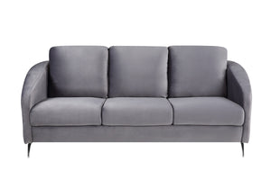 English Elm Livia Gray Velvet Diamond Tufted Sofa Set with Chrome Legs for Glam Living Rooms B2749S00168