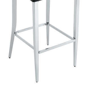 English Elm A Set of 2 Crocodile Embossed Pvc Barstools with Crystal Clasp Detail for Home Bars Black W3875P383114