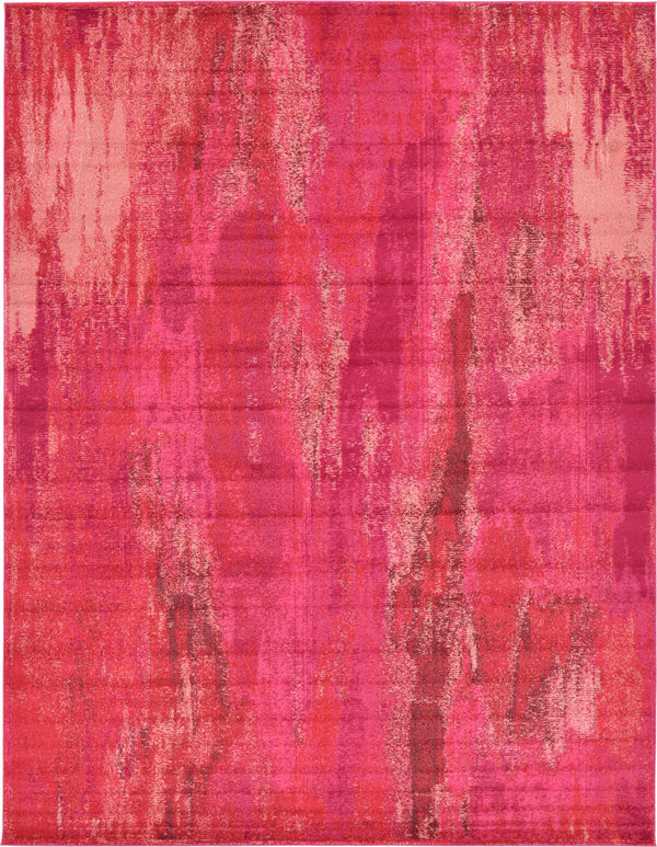 Unique Loom Jardin Lilly Machine Made Abstract Rug Pink, Brown/Burgundy/Ivory/Puce/Purple/Red/Pink/Salmon 10' 0" x 13' 1"