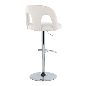 English Elm Adjustable Swivel Barstools Set of 2 White Fabric Padded Seats Chrome Base B202S01953