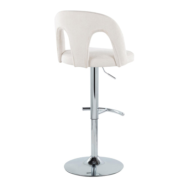 English Elm Adjustable Swivel Barstools Set of 2 White Fabric Padded Seats Chrome Base B202S01953