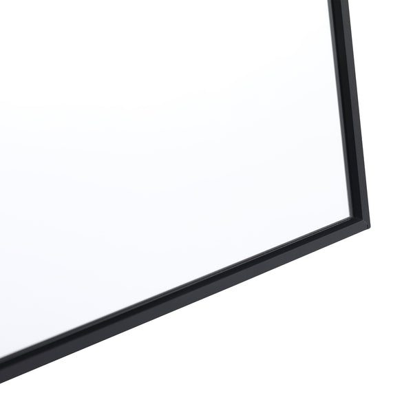 English Elm 30'' Wall Mounted Vanity Mirror Cabinet Black Aluminum Frame Open Shelf Bathroom W999S00537