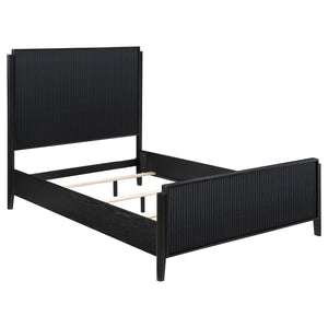 English Elm Ennis Fluted Queen Bedroom Set with Art Deco Hardware and Wire-brushed Black Finish B062S01433