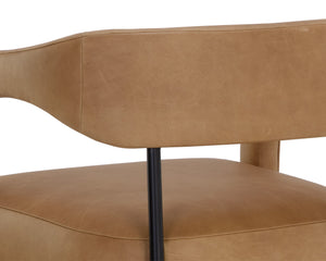 Sunpan Mavia Barstool - Modern Top Grain Leather with Matte Black Powder-Coated Frame for Stylish Dining