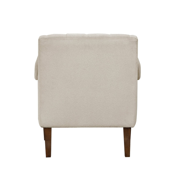 English Elm Beige Stella Button-Tufted Boucle Accent Chair with Dark Wood Legs — Modern Classic Comfort, 30.5"x32.5"x34" B011P272287