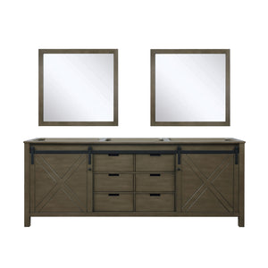 English Elm Rustic Double Bath Vanity 84" W x 22" D with Two Sinks, Mirror Set & Ample Storage, Fully Assembled B2731S00579
