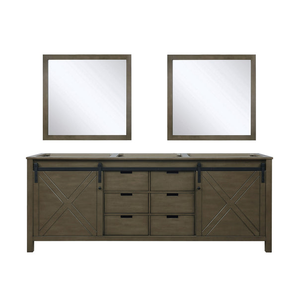 English Elm Rustic Double Bath Vanity 84" W x 22" D with Two Sinks, Mirror Set & Ample Storage, Fully Assembled B2731S00579