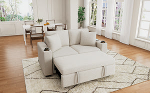English Elm 101.2" Modular Chenille Sectional Sofa with Tufted Cushions and Deep Seating for Living Room Beige N719S001935A