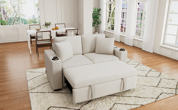 English Elm 101.2" Modular Chenille Sectional Sofa with Tufted Cushions and Deep Seating for Living Room Beige N719S001935A