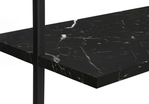 English Elm Bookshelf, 5-Tier Ladder Design With Black Marble-Look Shelves & Metal Frame For Modern Spaces B2710P219406
