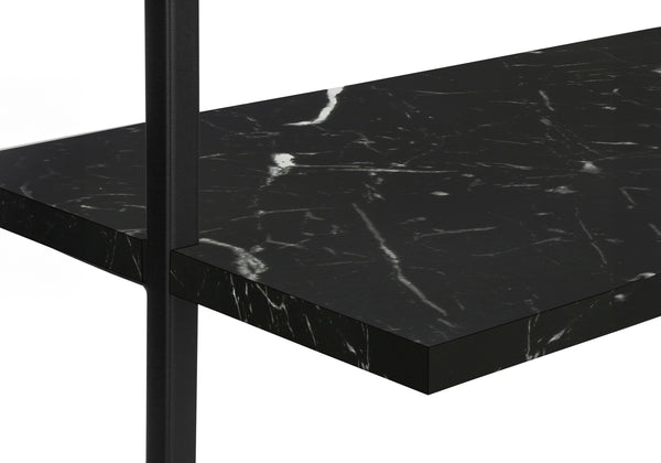 English Elm Bookshelf, 5-Tier Ladder Design With Black Marble-Look Shelves & Metal Frame For Modern Spaces B2710P219406