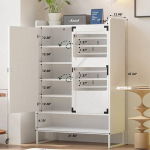 English Elm Shoe Cabinet With Doors - 6-Tier Space-Saving Storage Organizer, Adjustable Shelves & Hidden Storage W2227P170171-GIGA