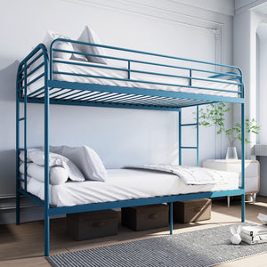 English Elm Metal Twin Over Bunk Bed Heavy Duty Frame Dual Ladder Kids Shared Room Blue W3752P412381