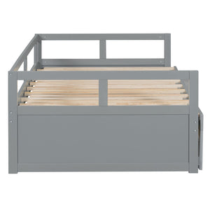 English Elm Wooden Twin to King Daybed with Trundle and Storage Drawers for Guest Rooms N708P336539E