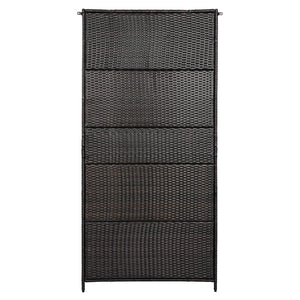 English Elm K&k Tall Arched Pe Rattan Outdoor Storage Cabinet with Adjustable Shelves and Steel Frame Brown+Black N707P420102D