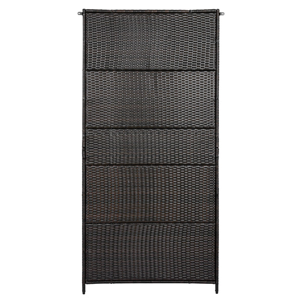 English Elm K&k Tall Arched Pe Rattan Outdoor Storage Cabinet with Adjustable Shelves and Steel Frame Brown+Black N707P420102D