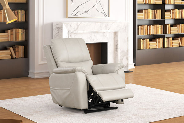English Elm Contemporary Sandbach Manual Glider Recliner with Padded Track Arms, Smooth Motion, Soft Neutral Fabric Upholstery Light Gray 37 L x 31 W x 34 H B2741P387676