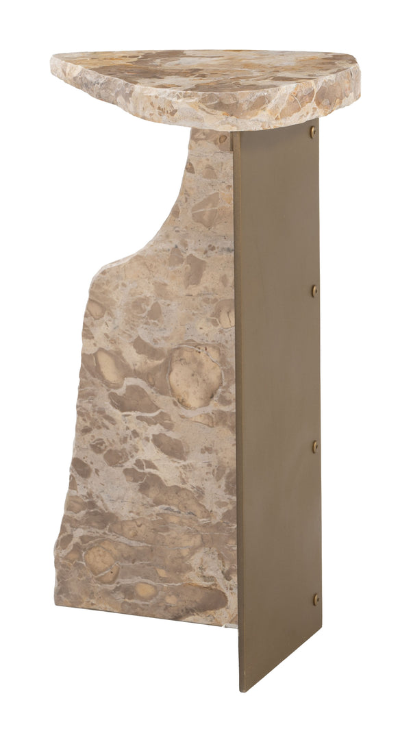 Zuo Modern Surya Modern Side Table With Marble And Iron Finish - Stylish Accent For Living Rooms And Bedrooms Beige Natural Marble,Iron 110605-zuo-modern