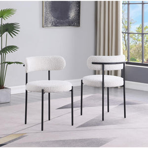 English Elm Contemporary Drexel Boucle Dining Chairs Set of 2 with Sleek Metal Frame, Modern Comfort & Texture Cream 23 L x 23 W x 32 H B011P352531