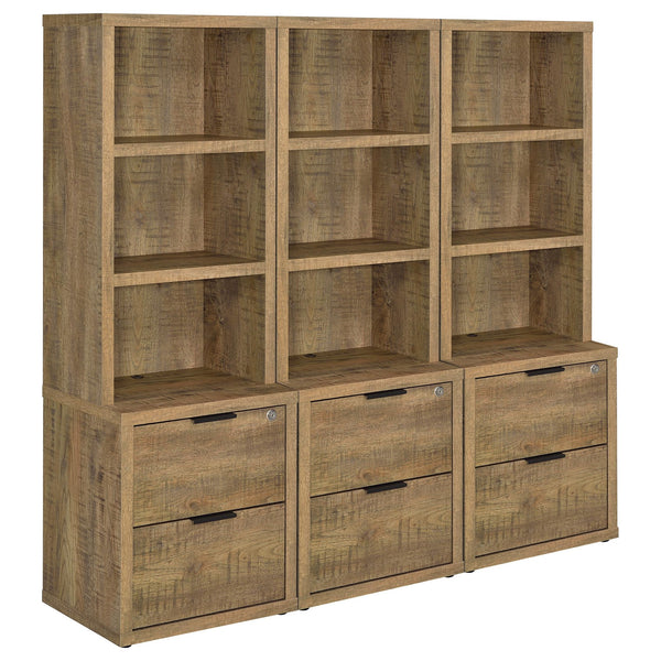 English Elm Geary Modular Three Piece Bookcase Wall Unit with Locking Drawers and Usb Charging Wood B062S01702