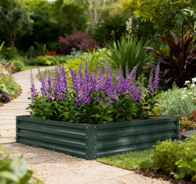 English Elm Outdoor Raised Planter Box with Drainage Reservoir for Herbs Vegetables Balcony T3971P423563