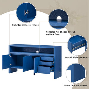 English Elm U_Style 60" Modern Sideboard With 3 Drawers & Open Shelf - Elegant Solid Ash Veneer Storage Cabinet N711P289141V-GIGA