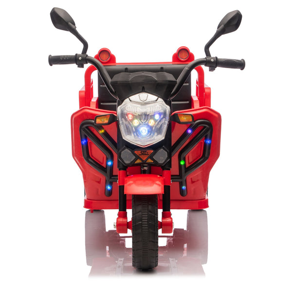 English Elm 12v Kids Electric Cargo Trike with Led Lights Wide Seat Anti-slip Wheels Toddler Ride On Red W1578P336051