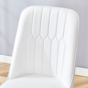 English Elm Table And Chair Set - Modern Minimalist Dining Ensemble With Imitation Marble Top & Pu Cushions W1151S04188-GIGA