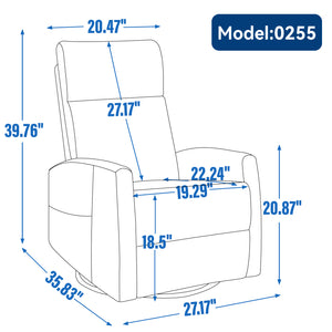 English Elm Heat Massage Rocker Recliner with Swivel Base and Vibrating Nodes for Living Room Beige W1803P251884