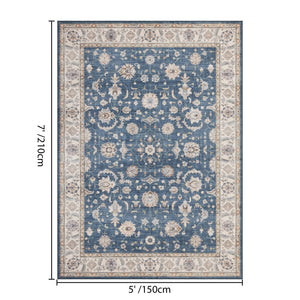 English Elm Premier Traditional Medallion Navy Area Rug Low Pile Indoor Outdoor Living Room B186P479398