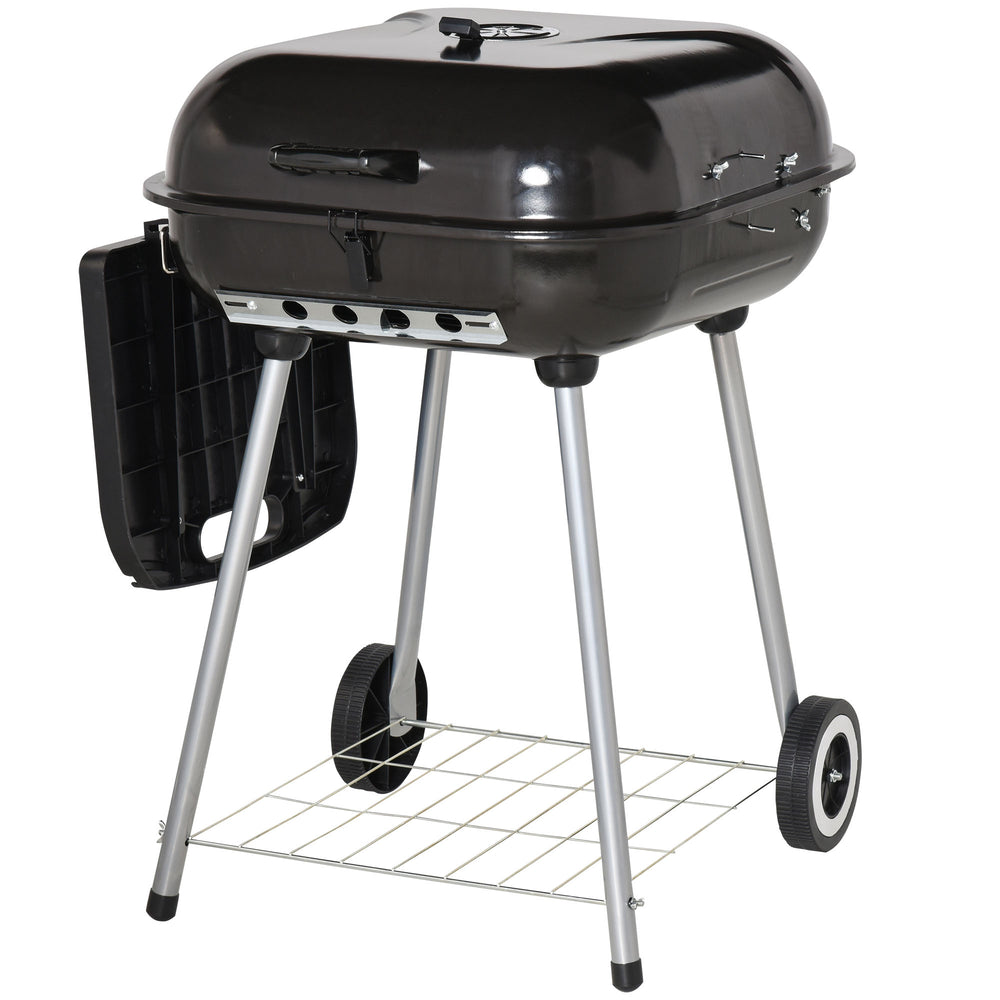 English Elm Outsunny Portable Charcoal Bbq Smoker Grill with Wheels Shelf and Adjustable Vents W2225P172524
