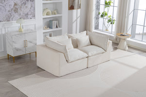 English Elm 74.8" Oversized Modular Cloud Sofa Deep Seat Cotton Linen Upholstered Living Room Couch Ancient White W2530P458026
