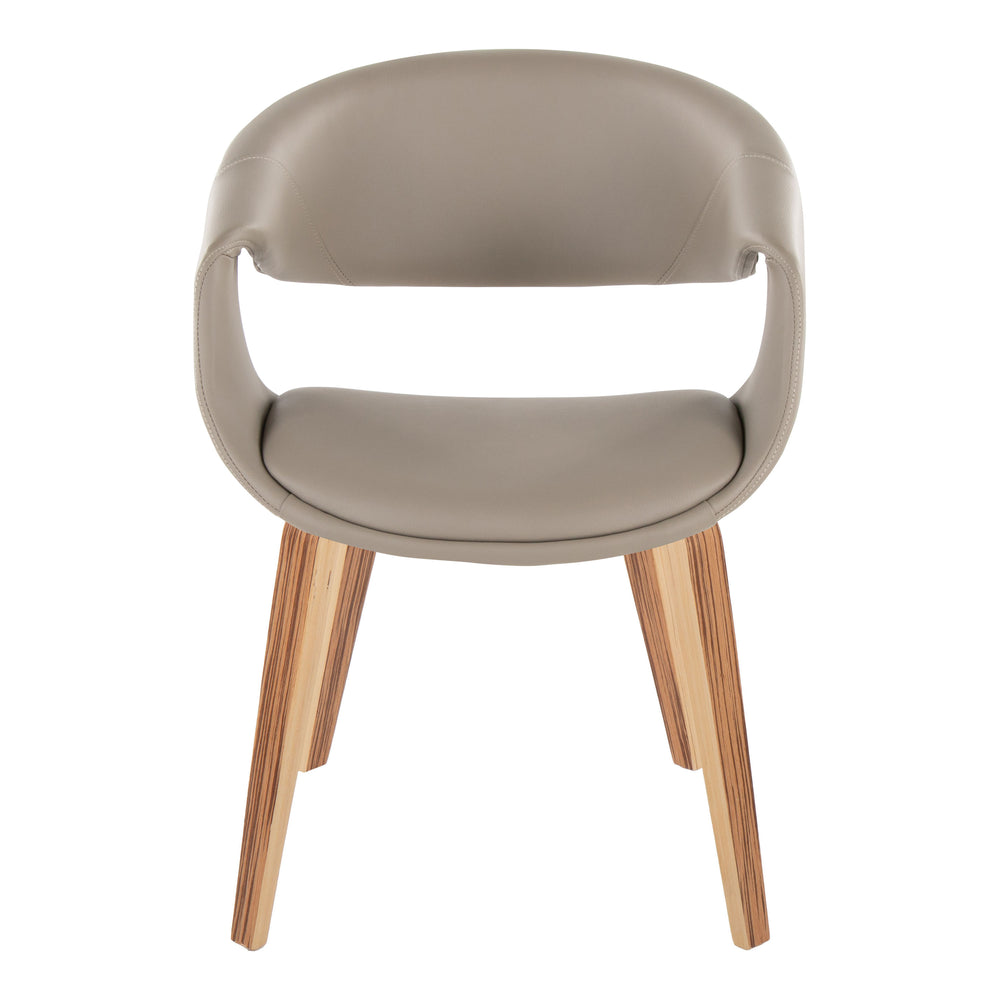 English Elm Upholstered Dining Accent Chair Set of 2 Zebra Wood Legs Faux Leather Modern B202S02094