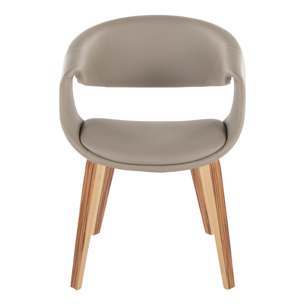 English Elm Upholstered Dining Accent Chair Set of 2 Zebra Wood Legs Faux Leather Modern B202S02094