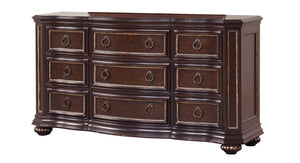 English Elm Paris G09300-D Dresser with Velvet-Lined Top Drawer, Wood Veneer Finish, Iron-Style Handles & Bun Feet Cherry 72 L x 23 W x 37 H B078P301566