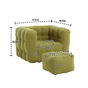 English Elm Coolmore Cloud-Like Compact Armchair & Ottoman Set – Plush Chenille Upholstery For Small Spaces W1152P325749