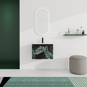 English Elm 24'' Floating Wall-Mounted Bathroom Vanity With Soft-Close Doors & Ceramic Sink For Modern Spaces W999S00176
