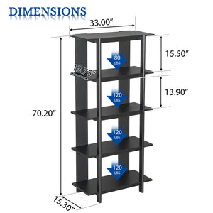 English Elm Christopher Knight Home® - 4-Tier Acacia Wood Bookcase with Anti-Tip Kit, Heavy-Duty Open Shelves Holds 120 lbs Each, Sleek Storage Solution Ebonized Finish N758P294084E