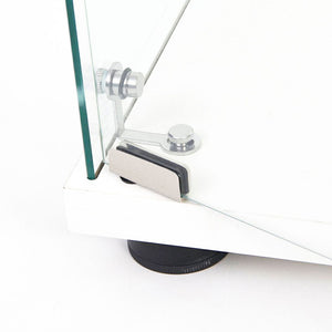 English Elm Tempered Glass Display Cabinet With Rgb Led Lights, Lockable Casters & Adjustable Feet In White W3155S00002-GIGA