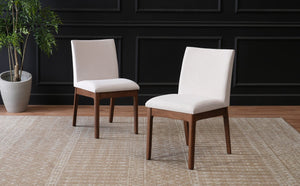 English Elm Set of 2 Upholstered Dining Chairs Rubberwood Legs Minimalist Modern Seating N759P288155K