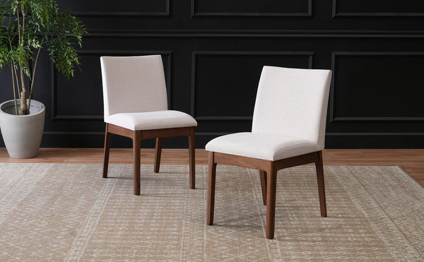 English Elm Set of 2 Upholstered Dining Chairs Rubberwood Legs Minimalist Modern Seating N759P288155K