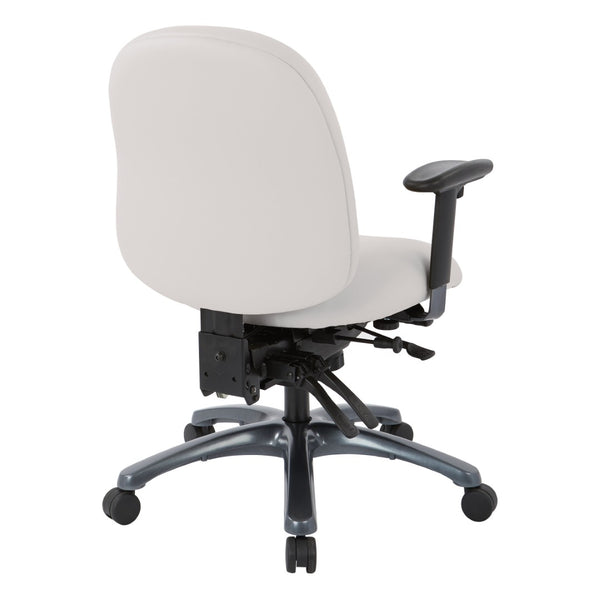 OSP Home Furnishings Multi-function Ergonomic Mid Back Office Chair with Lumbar Support and Titanium Base Snow 8512-R101
