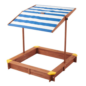 English Elm Kids Cedar Sandbox with Adjustable Canopy Corner Seating Outdoor Backyard Play D720094431