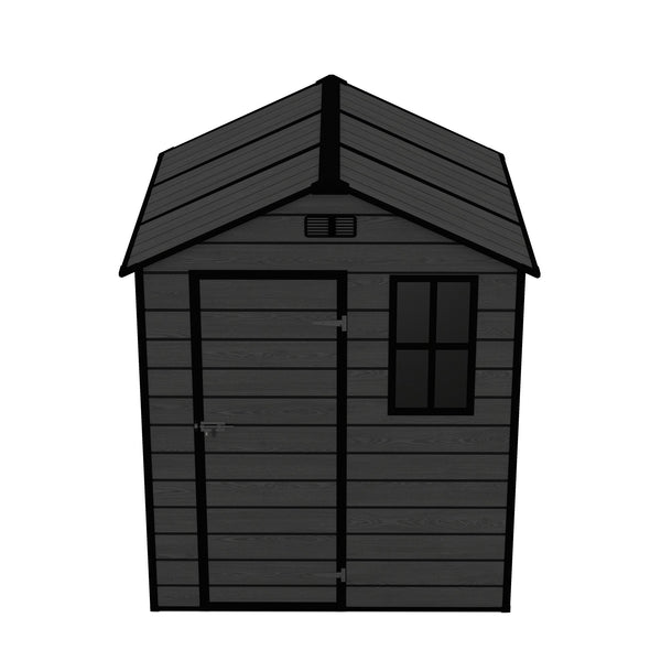 English Elm Campcraft Resin Storage Shed 6x6 Ft Polypropylene Waterproof Outdoor Wood Grain W1598S00029