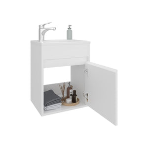 English Elm Furman 18" Wide Floating Bathroom Vanity with Resin Sink, Wall-Mounted Compact One-Door Cabinet B070P337046